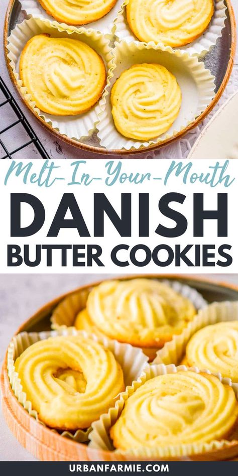 Vegetarian Cookie Recipes, Danish Butter Cookies Recipe, Butter Cookie Recipe Easy, Danish Cookies, Amazing Cookie Recipes, Butter Cookies Easy, Desserts With Few Ingredients, Danish Butter Cookies, Vegetarian Cookies