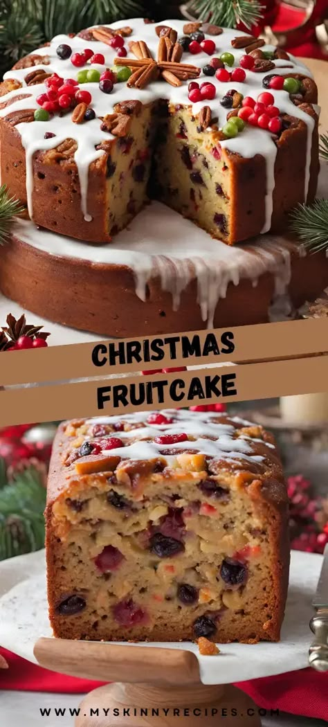 Indulge in the rich flavors of the holiday season with this delightful Christmas Fruitcake! 🎄🍰✨ Packed with a variety of dried fruits, nuts, and warm spices, this classic recipe captures the essence of Christmas. Soaked in rum or brandy for extra moisture and flavor, it's perfect for sharing with family and friends. Bake up a batch and enjoy the festive spirit! #ChristmasFruitcake #HolidayBaking #FestiveDesserts #HomemadeTreats 🎅🍇 Best Moist Christmas Fruit Cake, Fruit Cake For Christmas, Homemade Fruitcake Recipe, Brandy Fruitcake Recipes, Christmas Fruitcake Recipes, Heavenly Moist Fruitcake, Fruit Pound Cake Recipes, Fruit Cake Bars Recipe, Easy Fruit Cake Recipe Simple