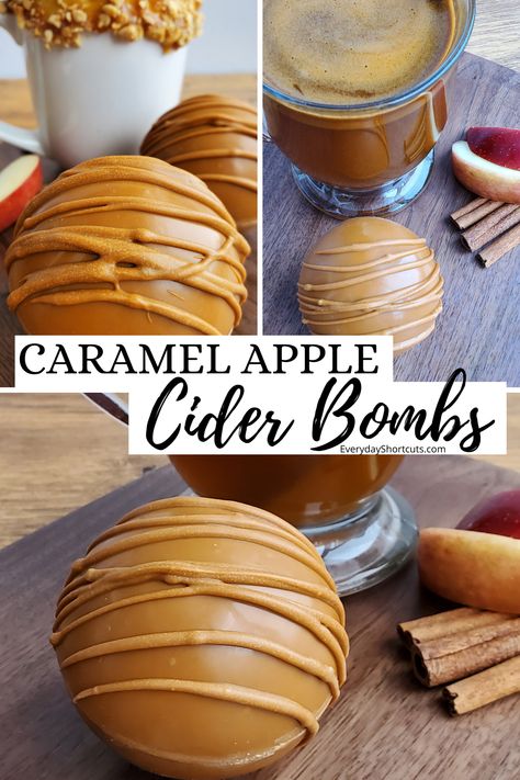 Caramel Apple Balls, Caramel Apple Truffles, Fall Hot Cocoa Balls, Halloween Coco Balls, Caramel Apple Cider Cocoa Bomb, Rustic Gift Ideas, Apple Cider Caramel Cookies, Halloween Hot Chocolate Balls, Desserts To Make And Sell