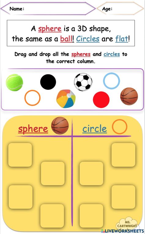 Circle Worksheet, Worksheet For Preschool, 3d Shape, Forgot My Password, Cognitive Development, School Subjects, Preschool Learning, Online Workouts, Google Classroom