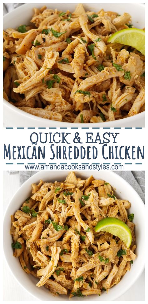 Shredded Spanish Chicken, Enchilada Shredded Chicken, Chicken Enchiladas Mexican Style, Mexican Style Enchiladas, Shredded Chicken For Burritos, How To Make Shredded Chicken In Oven, Quick Chicken Tacos Recipe, Baked Shredded Chicken Tacos, How To Season Shredded Chicken