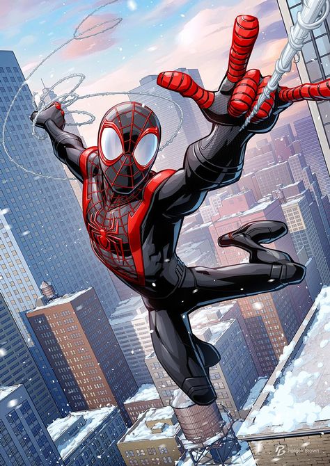 Spider Man Ps5, Patrick Brown, Art Spiderman, Miles Spiderman, Image Spiderman, Spiderman Drawing, Miles Morales Spiderman, Spiderman Artwork, Marvel Comics Wallpaper