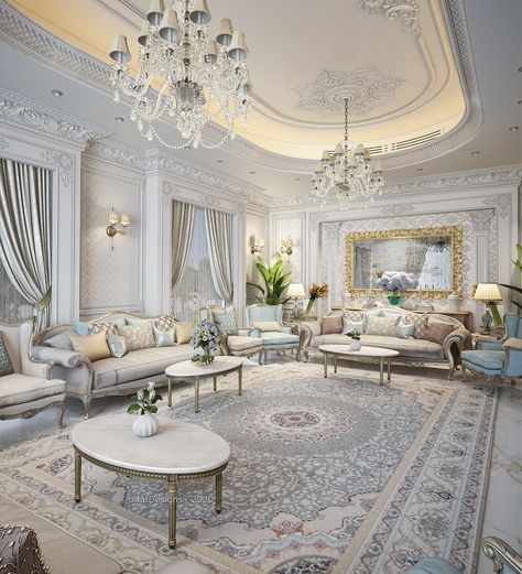 CLASSIC VILLA - Dubai on Behance Classic Interior Design Luxury, Art Deco Style Interior, Classic Furniture Living Room, Classic Villa, Classic Interior Design, Living Room Sofa Design, Classic Living Room, Commercial Interior Design, Interior Design Companies