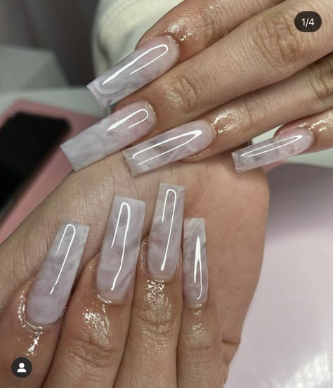 Marble Acrylic Nails, Jade Nails, Clear Acrylic Nails, Long Square Nails, Water Marble Nails, Tapered Square Nails, Marble Nail Designs, Ombre Acrylic Nails, Transparent Nails