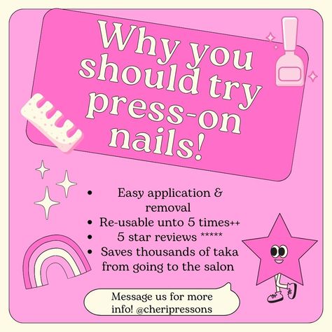 Why you need to try press-on nails! ⚫Easy application & removal  ⚫Re-usable unto 5 times++ ⚫5-star reviews ***** ⚫Saves thousands of taka from going to the salon Do you agree with this? What other benefits do you find wearing press on nails? Send this to someone who should try it! #pressonnails #pressons #dhakadiaries #bangladeshstreetstyle  #bangladesh #dhakagraam #dhakalife #dhakafashion #dhaka #bangladeshibride #bengalibride #bengalibrides #bengaliwedding #bangladeshphotography Nail Knowledge, Bengali Bride, Bengali Wedding, Nails Easy, Press Ons, The Salon, The Press, Glue On Nails, Try It