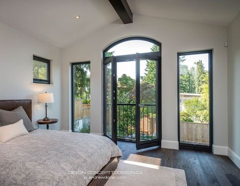 Adding A Balcony To Bedroom, Bedroom Balcony Window Ideas, Bedroom Inspirations With Balcony, Bedrooms With Balcony Ideas, Balcony Off Master Suite, French Doors Bedroom Master Suite Balconies, Patio Doors In Bedroom, French Door Balcony Master Bedrooms, Balcony From Bedroom