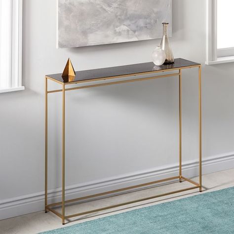 10 Tiny Tables Perfect for the Smallest of Entryways — Annual Guide 2017 Tiny Console Table, Entryway Decor Elegant, Slim Console Table, Brass Console Table, Modern Accent Tables, Narrow Console Table, Hal Decor, Foyer Decorating, Entryway Furniture