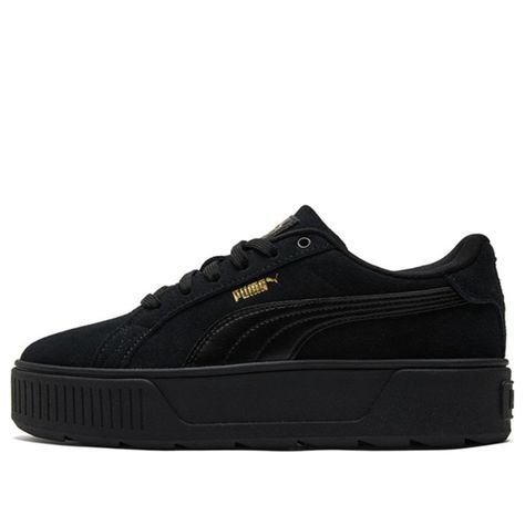 Puma Karmen Sneakers/Shoes All Black Shoes For School, Black Shoes For School, Black Puma Sneakers, Puma Black Sneakers, Puma Sneakers Womens, Black Puma Shoes, Puma Women Shoes, Puma Shoes Women, Black And Gold Sneakers