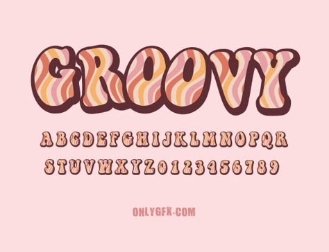 Groovy Typography Alphabet, Funky Bubble Letters, Groovy Letters Alphabet, 70s Lettering Alphabet, 70s Font Alphabet, Free Groovy Fonts, Groovy Lettering Alphabet, Retro Lettering Alphabet, Groovy Retro Font Alphabet