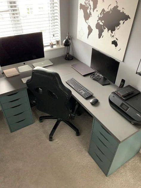 Ikea Lagkapten, Ikea Corner Desk, Ikea Alex Desk, Ikea Office, Computer Desks, Swedish Furniture, Small Home Offices, Ikea Home, Home Inspo