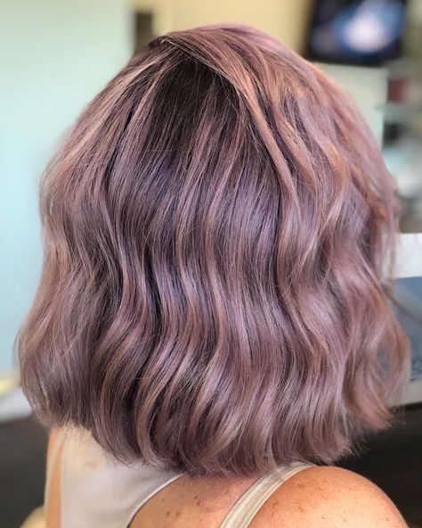 Dusty Lavender Hair, Shadow Root Blonde, Mauve Hair, Guytang Mydentity, Lavender Hair Colors, Blonde Extensions, Ag Hair Products, Bernedoodle Puppy, Dusty Lavender