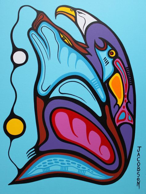 Mark Anthony Jacobson - Wolf Clan Teaching - Original Painting Arte Haida, Norval Morrisseau, Native Artwork, Mark Anthony, Woodland Art, Inuit Art, Native American Artists, Wow Art, Wolf Art