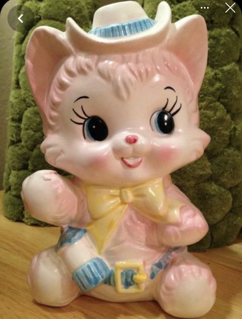 Vintage Relpo Kitty Cowgirl Nurser Planter Vintage Japan 1950s, Rooms Decoration, Cat Planter, Its A Girl Announcement, Antique Aesthetic, Its A Girl, Planter Gift, Pink Cowgirl, 10 Dollars