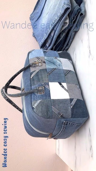 Diy With Denim, Denim Bags From Jeans Patterns, Denim Scraps Ideas, Diy Jeans Bag Tutorial, Old Jeans Diy, Jeans Bag Diy, Jeans Bags Ideas, Denim Bags From Jeans, Make A Purse