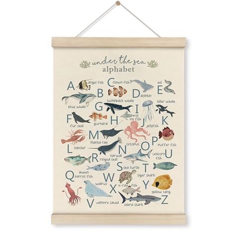 Hannah Lee's Amazon Page Ocean Alphabet, Decor For Classroom, Alphabet Banner, Ocean Nursery Decor, Gallery Wall Nursery, Alphabet Nursery, Boys Playroom, Ocean Nursery, Abc Poster