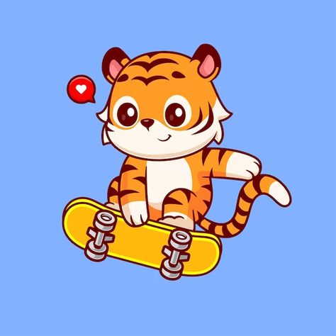 Catalyststuff | Freepik Tiger Playing, Skateboard Cartoon, Animal Mascot, Cute Tiger, Love Puns, Bunny Drawing, Vector Icons Illustration, Cute Tigers, Sport Icon