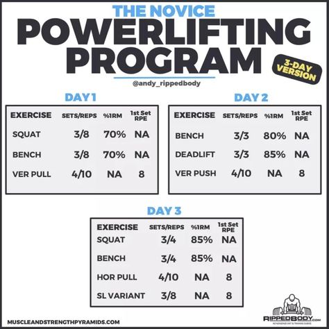 Beginner Powerlifting Program, Powerlifting Program, Powerlifting Workouts, Gym Workout Apps, Powerlifting Training, Lifting Motivation, Power Lifting, Strength Training Program, Workout Splits