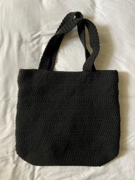 Crochet Bag Trendy Black Crochet Bag For Shopping, Cheap Black Crochet Bags, Black Knitted Crochet Tote Bag, Crochet Bag Aesthetic, Black Crochet Trendy Bag, Eco-friendly Black Crochet Tote Bag, Sling Bag Crochet, Crochet Men, My Style Bags