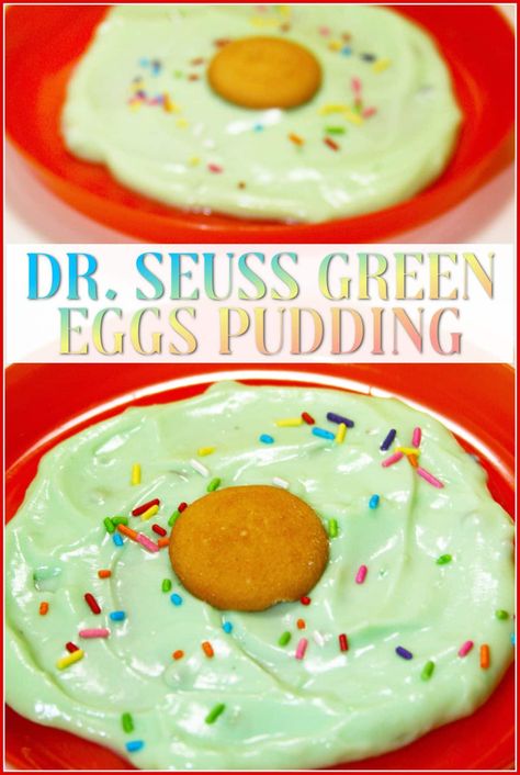 It's Dr. Seuss Week and in honor of our favorite children's book author I am sharing this adorable throwback recipe. This easy pudding treat is shaped like a colorful green egg inspired by "Green Eggs and Ham" by Dr. Seuss. Green Eggs And Ham Snack Ideas, Green Eggs And Ham Snack, Green Eggs And Ham Recipe, Fun Kid Recipes, Room Parent Ideas, Egg Pudding, Easy Pudding, Simple Food Recipes, Easy Puddings