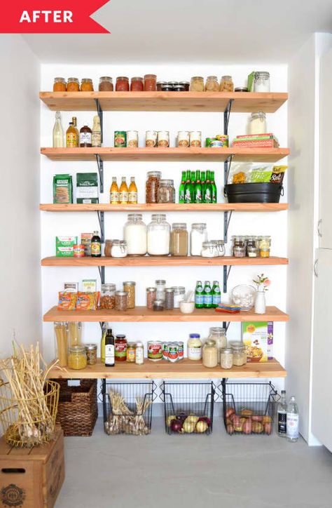 Post Image Redo Pantry, Produce Storage Kitchen, Exposed Pantry, Open Shelf Pantry, Pantry Redo, Open Pantry, Produce Baskets, Dream Pantry, Organize Your Pantry