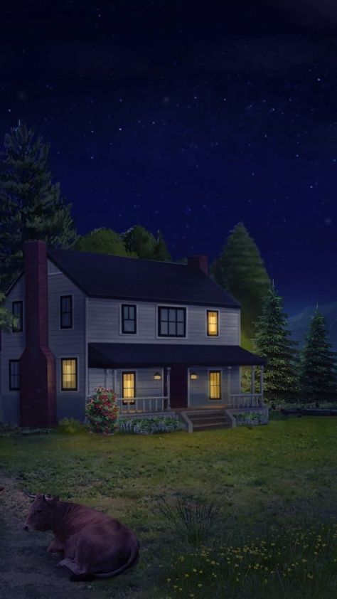 House At Night Illustration, Backyard Night, Environment Drawing, Home At Night, House At Night, Rainy Street, Episode Interactive Backgrounds, Episode Backgrounds, Southern House