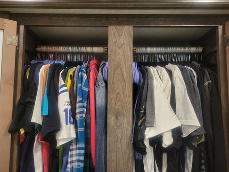 How We Made Our RV Closet more Usable. The post RV CLOSETS! Can we talk about Closets? appeared first on Interstate Adventures. Stand Up Closet, Montana 5th Wheel, Rv Closet, Rv Living Full Time, Rv Renovations, Closet Remodel, Can We Talk, Closet Makeover, The Genius