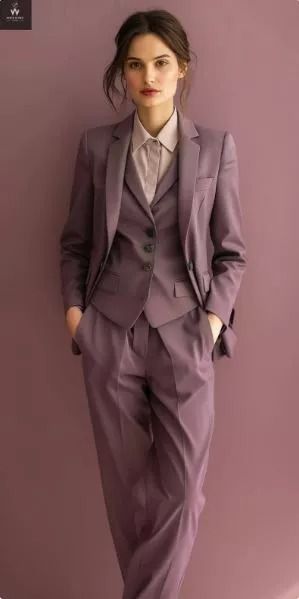 Mauve Three Piece Suit for Women | eBay Fancy Outfits Suit, Red Three Piece Suit Women, Women Plus Size Suits, Pant Suit Ideas For Women, Wedding Dress With Suit Jacket, Wedding Tux Women, Women's Suit Outfit, 1910s Suits Women, Women’s Formal Pantsuit