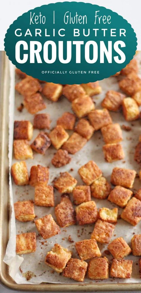 Crouton Recipe, Garlic Croutons, Dinner Recipes Healthy Low Carb, Crouton Recipes, Healthy Low Carb Snacks, Low Carb Soup Recipes, Keto Dishes, Low Carb Low Fat Recipes, Baking Powder Uses