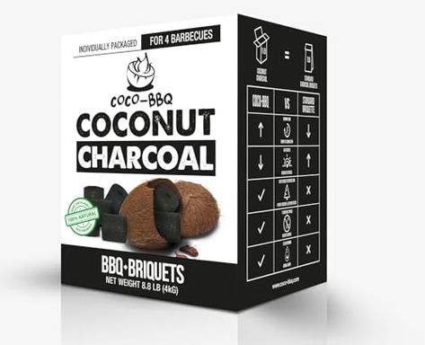 Coconut Charcoal Long-Burn BBQ Briquettes | Organic Barbecue Charcoal Made from Natural Coconut Shells - Made for Grilling, Cookouts, Tailgating, Smokers, and Roasting Bbq Guys, Coconut Charcoal, Charcoal Briquettes, Charcoal Smoker, Grill Tools, Best Charcoal, Coconut Shells, Save Trees, Charcoal Bbq