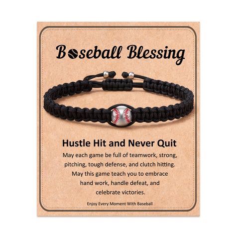 PRICES MAY VARY. [ Baseball Bracelet ] The baseball bracelet combined with a charm will show your love for baseball, reminding you that faith and sportsmanship go hand in hand [ Baseball Party Favors ] This bracelet is a meaningful gift for baseball players, baseball teams, baseball fans, sons, grandsons, friends, and yourself on graduation, baseball senior night, birthday, Christmas, Valentine's Day, and Other Anniversaries [ Material ] Black Braided Cords Intertwined with a Stylish Silver Base Baseball Coach Appreciation Gifts Diy, Baseball Gifts For Boys, Baseball Senior Night, Baseball Gift Basket, Middle School Graduation Gifts, Baseball Gift Ideas, Baseball Party Favors, Baseball Party Decorations, Friend Gift Ideas