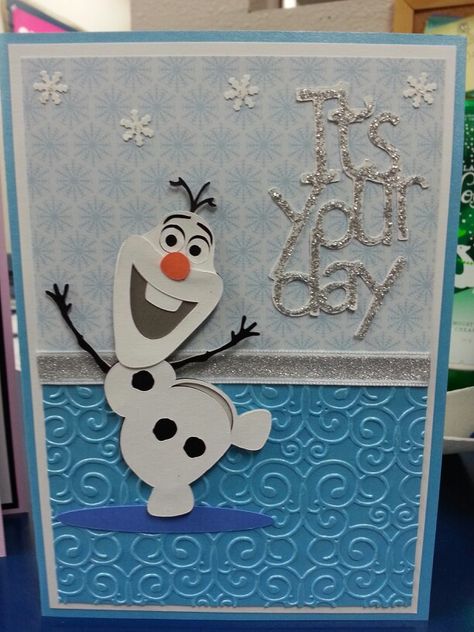 Frozen Olaf handmade birthday card Frozen Birthday Card Diy, Frozen Birthday Cards Handmade, Easy Christmas Cards For Kids, Crafts Christmas Ideas, Frozen Birthday Cards, Frozen Cards, Christmas Cards For Kids, Easy Christmas Cards, Olaf From Frozen