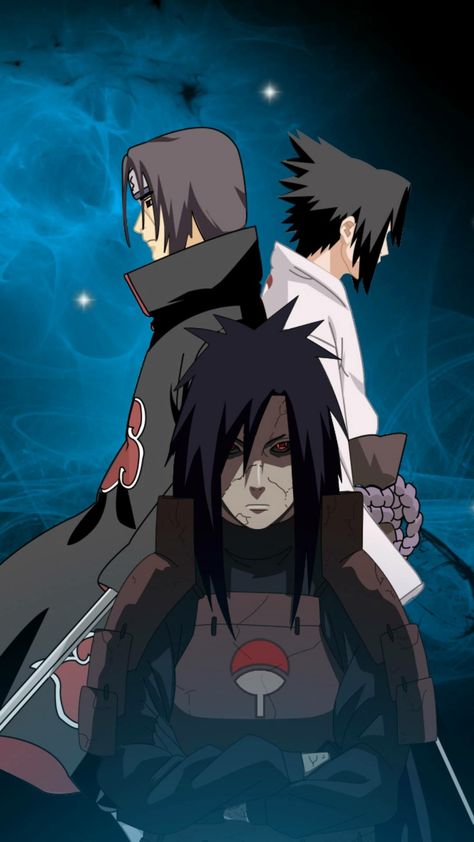 Uchiha Itachi, Sasuke and Madara / Uchiha Clan Sasuke And Madara, Uchiha Clan Wallpaper, Sasuke Sharingan, Naruto Facts, Sasuke Itachi, Madara Wallpaper, Kurama Naruto, Blue Aesthetic Dark, Sasuke And Itachi