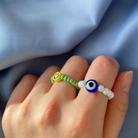 Beads Ring, Diy Beaded Rings, Cute Friendship Bracelets, Preppy Jewelry, Indie Jewelry, Jewerly Beads, Trendy Ring, Beaded Necklace Diy, How To Make Rings