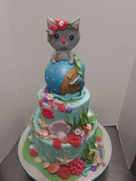 Under the sea cat mermaid Mermaid Cat Cake, Mercat Cake, Purrmaid Party, Cat Mermaid, Mermaid Birthday Cakes, Mermaid Cat, Cat Cake, Domestic Cat, Mermaid Birthday