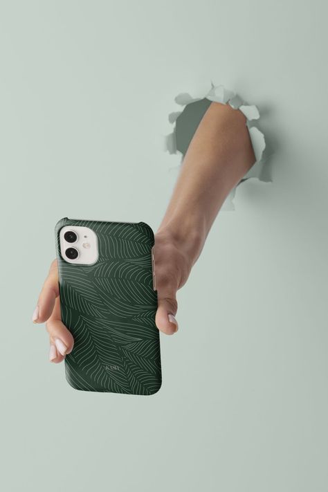 Get a little bit of autumn in your life this fall with our green leaves iPhone case. Phone Cover Photography, Phone Case Photography, Phone Case Product Shoot, Textured Phone Case, Sustainable Phone Case, Creative Portrait Photography, Mobile Covers, Phone Protection, Wood Resin