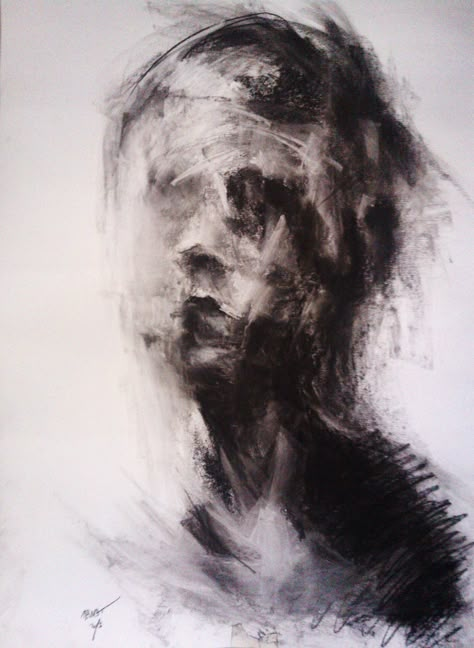 "Expressionism portraits" on Behance Dissacotiating Drawing, Dark Face, Quiet Mind, Feel Something, Charcoal Drawings, Charcoal Art, 다크 판타지, Arte Sketchbook, A Level Art