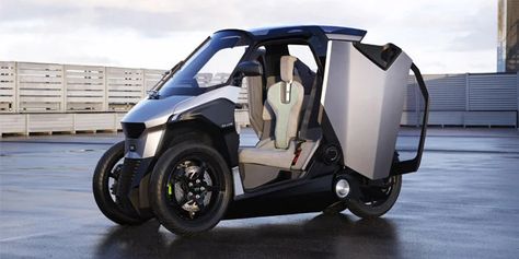 Perpendicular Parking, Rotating Doors, Hybrid Vehicles, Three Wheeled Car, Futuristic Cars Design, Golf Carts For Sale, Reverse Trike, Microcar, Concept Motorcycles