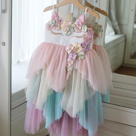 Unicorn Birthday Outfit Girl, Sanrio Bday, Unicorn First Birthday Party, Unicorn Birthday Dress, Rainbow Costume, Unicorn Tutu Dress, Rainbow Costumes, Toddler Fancy Dress, Princess Life