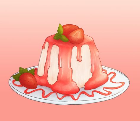 Strawberry Drawing, Desserts Drawing, Cold Deserts, Strawberry Art, Cake Drawing, Watercolor Food, Cute Food Art, Crayon Art, Strawberry Cheesecake