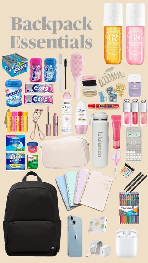 Middle School Essentials, School Emergency Kit, School Backpack Essentials, Preppy School Supplies, Pretty School Supplies, School Bag Essentials, Backpack Essentials, School Kit, Back To School Bags