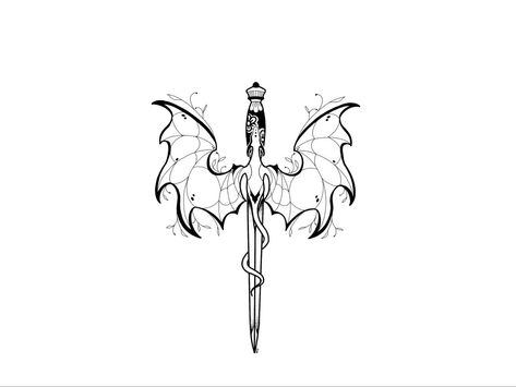 Knife Dragon Tattoo, Dragon Swords Fantasy Tattoo, Acotar Dagger Tattoo, Dagger With Wings Tattoo, Dragon Knife Tattoo, Dragon And Dagger Tattoo, Fantasy Dagger Tattoo, Gothic Dagger Tattoo, Knife Back Tattoo