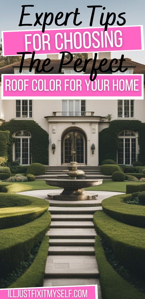 Visual guide showing a palette of roof colors aligned with different house exteriors for ideal color matching. Roofing Colors How To Choose, New Roof Colors, Roof Colors For White House, Roof Colors How To Choose, Roof Renovation, Roof Paint, Home Design Diy, Roof Architecture, Grey Houses