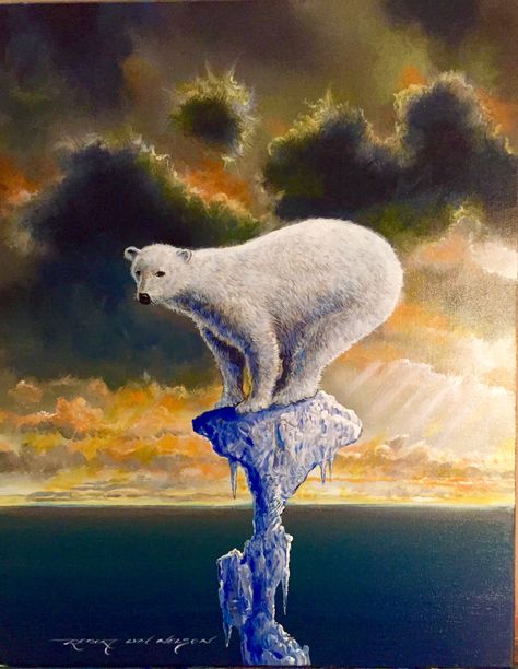 Environmental Art Projects, Surrealism Paintings, Polar Bear On Ice, Man Vs Nature, Nature Drawings, Bear Sketch, Drawing Competition, Ice Art, Abstract Art Painting Diy