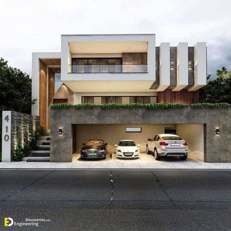 Uphill House Design, Uphill House, Slope House, House Design Ideas, Best Modern House Design, Modern House Facades, Modern Exterior House Designs, Duplex House Design, House Outside Design