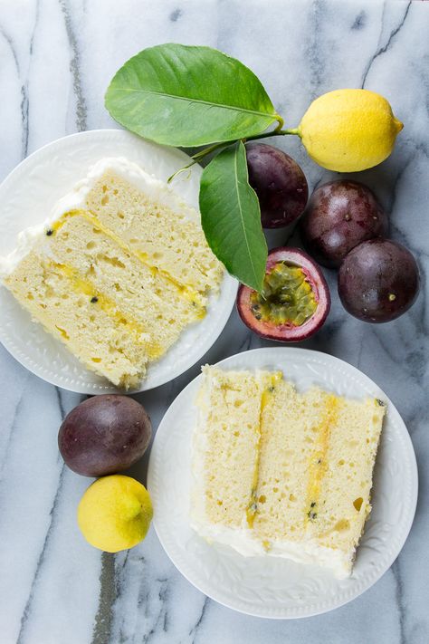 Lemon Passion Fruit Layer Cake — knead. bake. cook. Fruit Layer Cake, Passionfruit Cake, Passion Fruit Cake, Hawaiian Desserts, Passionfruit Recipes, Oven Baked Recipes, Wedding Cakes With Cupcakes, Gluten Free Sweets, Desserts Recipes