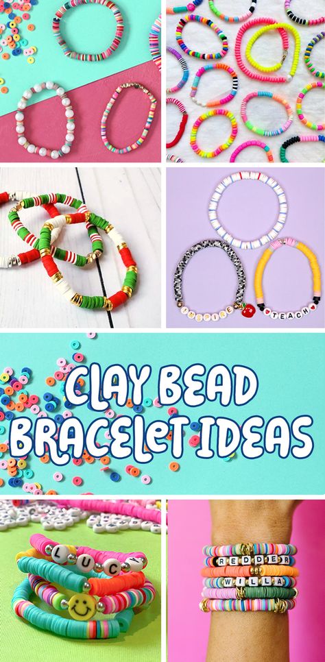 How to make clay bead bracelets plus tons of ideas for clay bead bracelet patterns and designs. This is a great resource with everything you need to know.   Clay Bead Bracelets | Bracelet Ideas | Stretch Bracelets | Friendship Bracelet Ideas | Beaded Bracelets |Heishi Bead Bracelets Best Friend Clay Bead Bracelet Ideas, Clay Bead Pattern Ideas, Diy Clay Bead Bracelet Ideas, Clay Bead Bracelet Patterns, Ideas For Clay, Bead Bracelet Patterns, Friendship Bracelet Ideas, Clay Bead Bracelet Ideas, Bead Bracelet Ideas