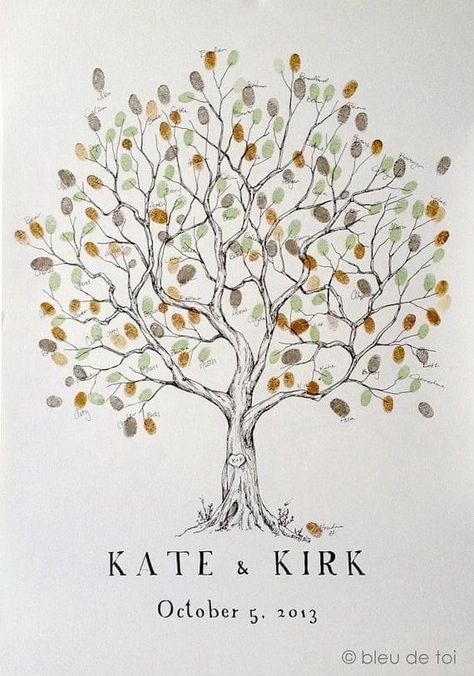 Wedding Guest Book Alternative Creative, Fingerprint Guest Book Wedding, Fingerprint Wedding, Thumbprint Tree, Guest Book Tree, Rustic Birthday, Wedding Tree Guest Book, Fingerprint Tree, Thumb Prints