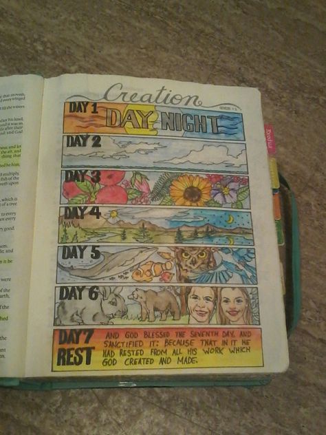 My Creative Bible Kjv Coloring, My Creative Bible Kjv, My Creative Bible Kjv Ideas, Lds Scripture Study Journal, My Creative Bible, Journal Aesthetics, Scripture Study Journal, Genesis Creation, Bible Decor