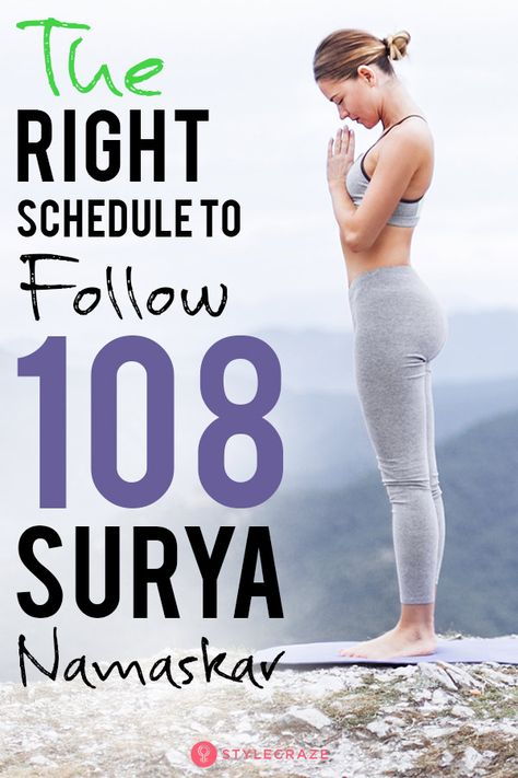 108 Surya Namaskar - What Is The Right Schedule To Follow? Surya Namaskar Challenge, 108 Surya Namaskar, Surya Namaskar Benefits, Yoga Spaces, Surya Namaskara, Yoga For Flat Belly, Indian Yoga, Beginner Yoga Workout, Workouts Gym