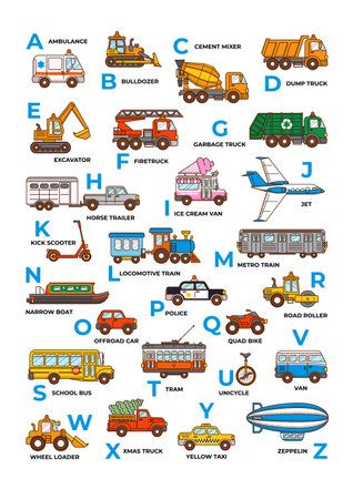 Abc Chart Printable Free, Car Alphabet, Alphabet Cars, Abc Cartoon, Abc Illustration, Preschool Charts, Abc Print, Abc Poster, Cartoon Car